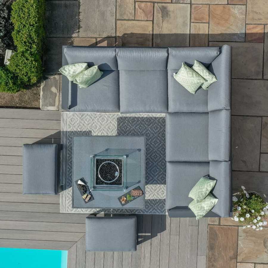 Maze Amalfi 7 Seater Outdoor Corner Sofa Set With Fire Pit Table - Grey