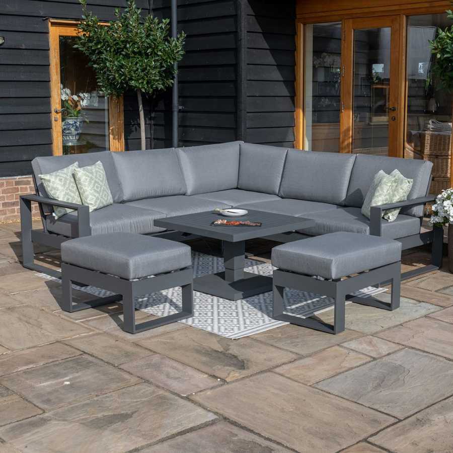 Maze Amalfi 7 Seater Outdoor Corner Sofa Set With Rising Table - Grey