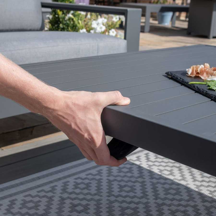Maze Amalfi 7 Seater Outdoor Corner Sofa Set With Rising Table - Grey
