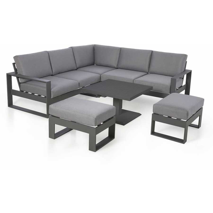 Maze Amalfi 7 Seater Outdoor Corner Sofa Set With Rising Table - Grey