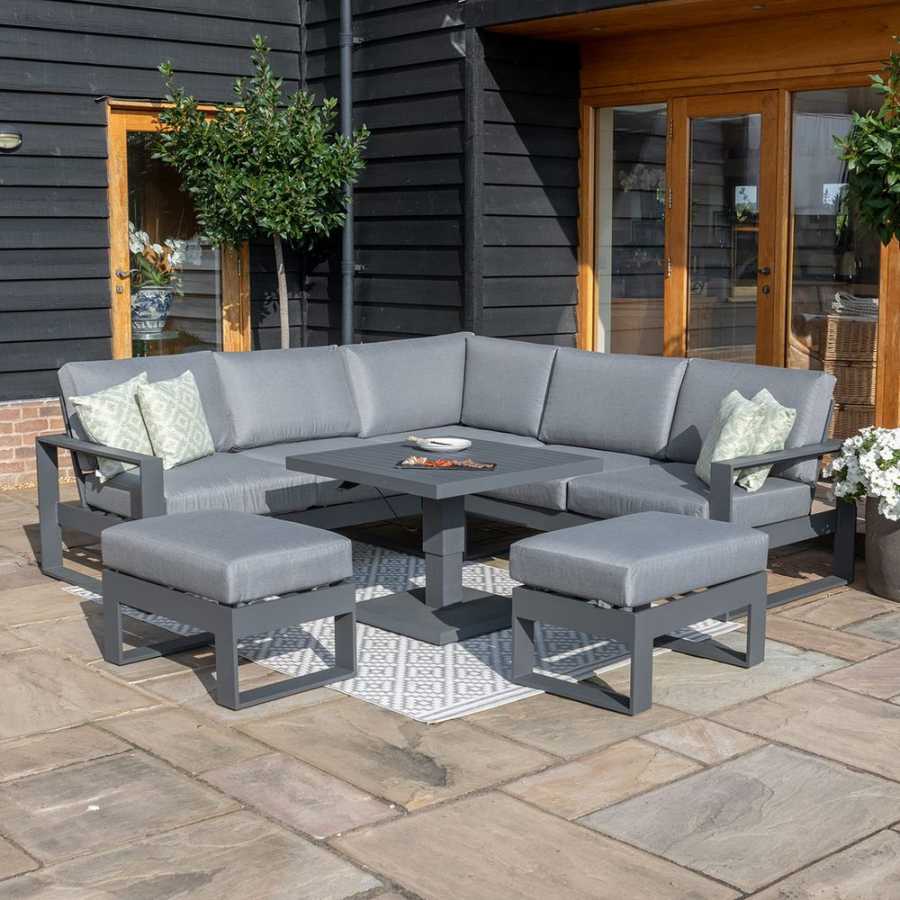 Maze Amalfi 7 Seater Outdoor Corner Sofa Set With Rising Table - Grey