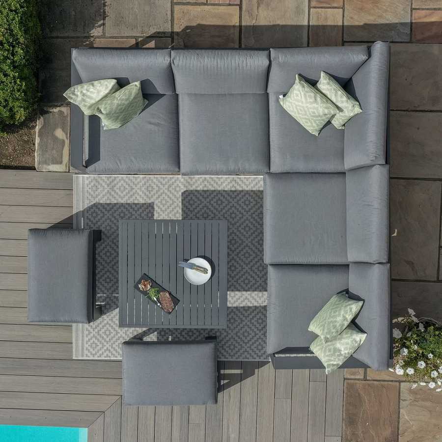 Maze Amalfi 7 Seater Outdoor Corner Sofa Set With Rising Table - Grey