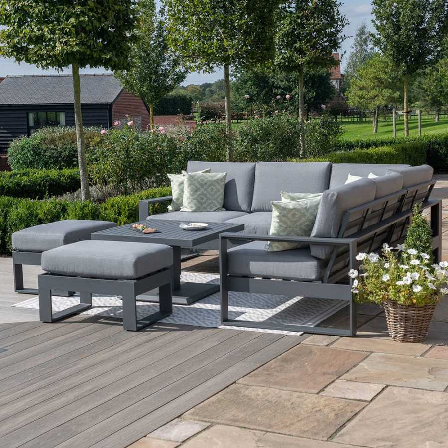 Maze Amalfi 7 Seater Outdoor Corner Sofa Set With Rising Table - Grey