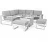 Maze Amalfi 7 Seater Outdoor Corner Sofa Set With Fire Pit Table - White
