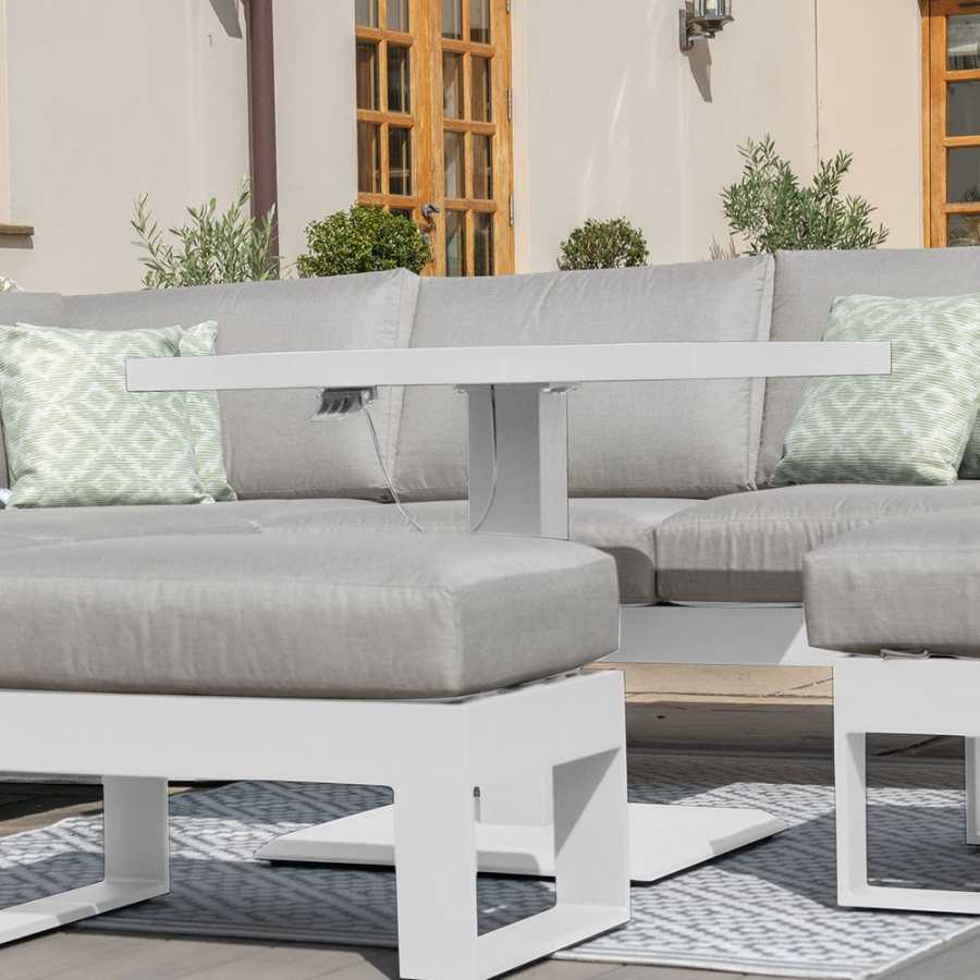 Maze Amalfi 7 Seater Outdoor Corner Sofa Set With Rising Table - White