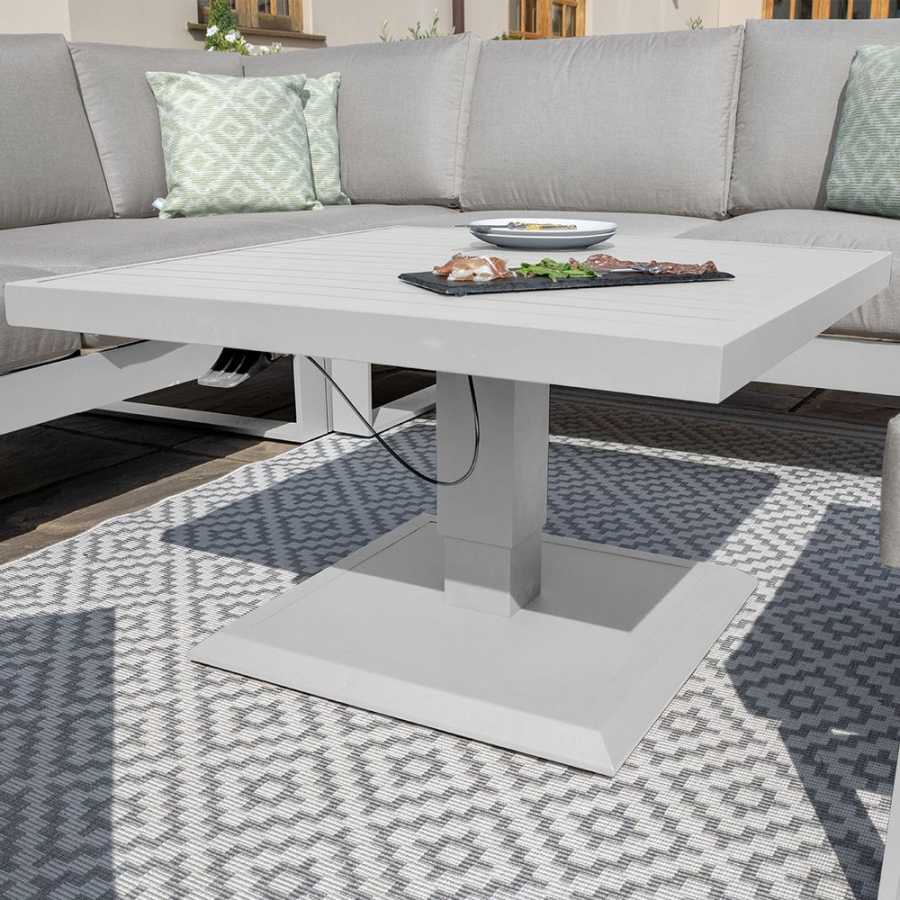 Maze Amalfi 7 Seater Outdoor Corner Sofa Set With Rising Table - White