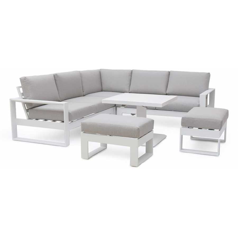 Maze Amalfi 7 Seater Outdoor Corner Sofa Set With Rising Table - White