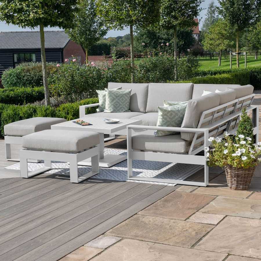 Maze Amalfi 7 Seater Outdoor Corner Sofa Set With Rising Table - White