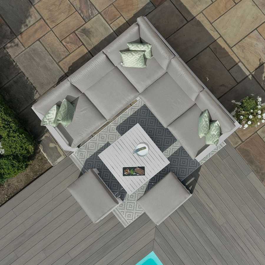 Maze Amalfi 7 Seater Outdoor Corner Sofa Set With Rising Table - White