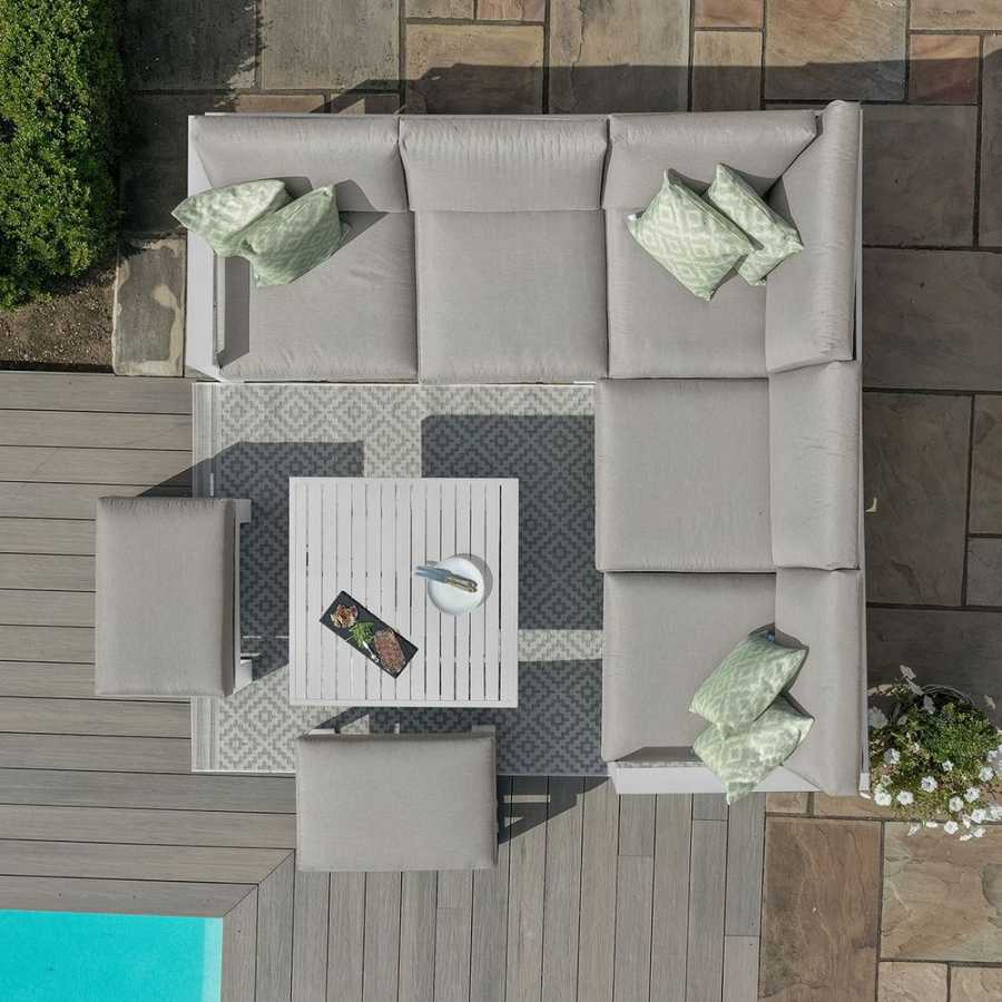 Maze Amalfi 7 Seater Outdoor Corner Sofa Set With Rising Table - White