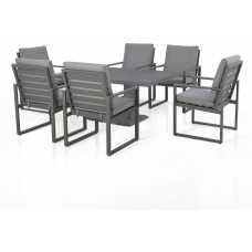 Maze Amalfi 6 Seater Outdoor Dining Set With Rising Table - Grey