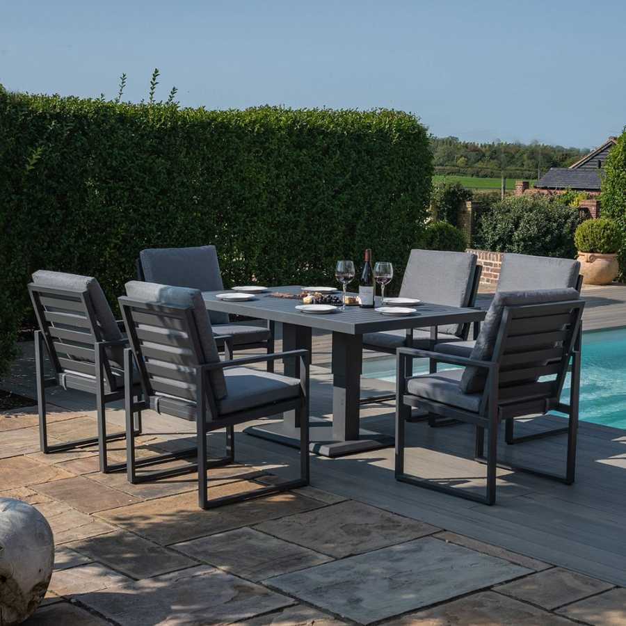 Maze Amalfi 6 Seater Outdoor Dining Set With Rising Table - Grey