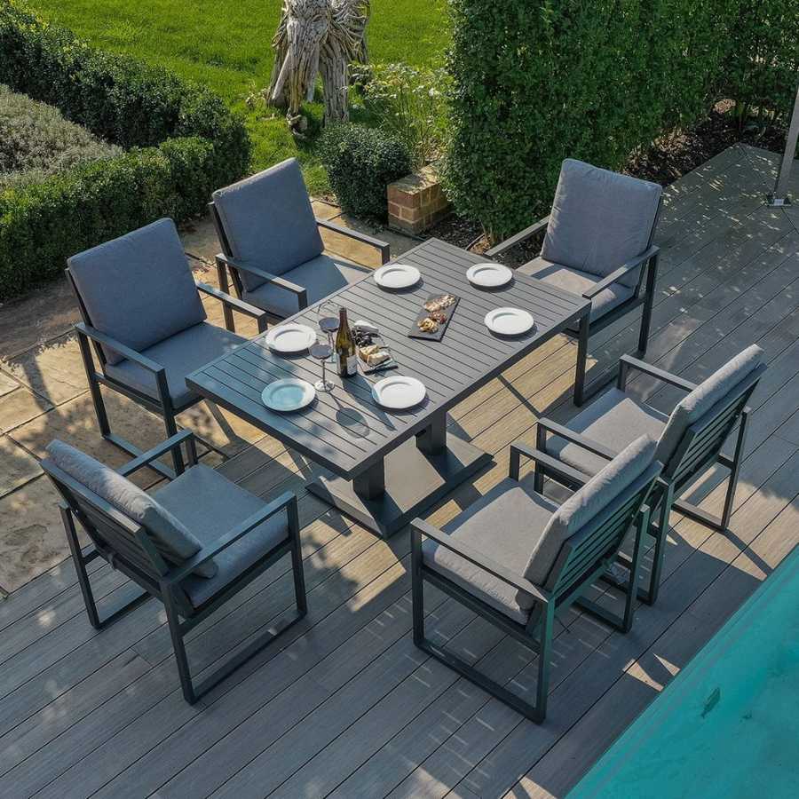 Maze Amalfi 6 Seater Outdoor Dining Set With Rising Table - Grey