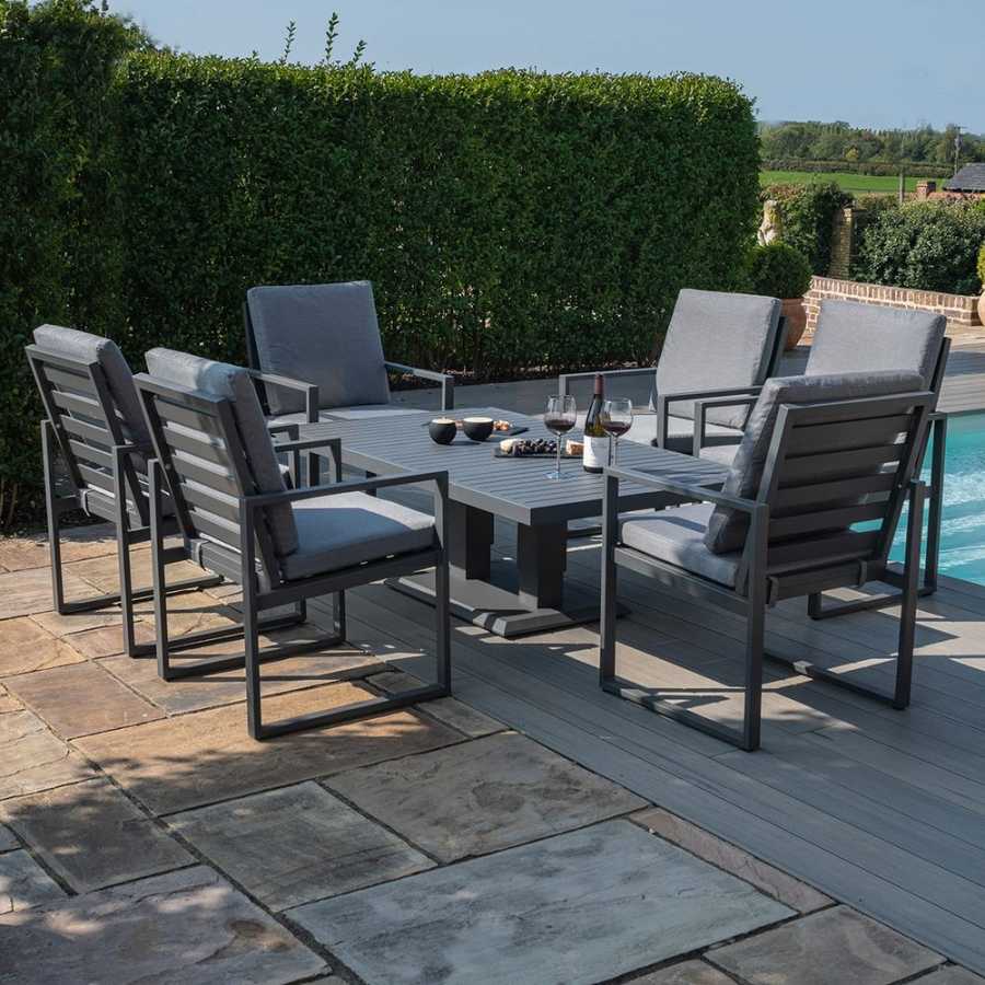 Maze Amalfi 6 Seater Outdoor Dining Set With Rising Table - Grey