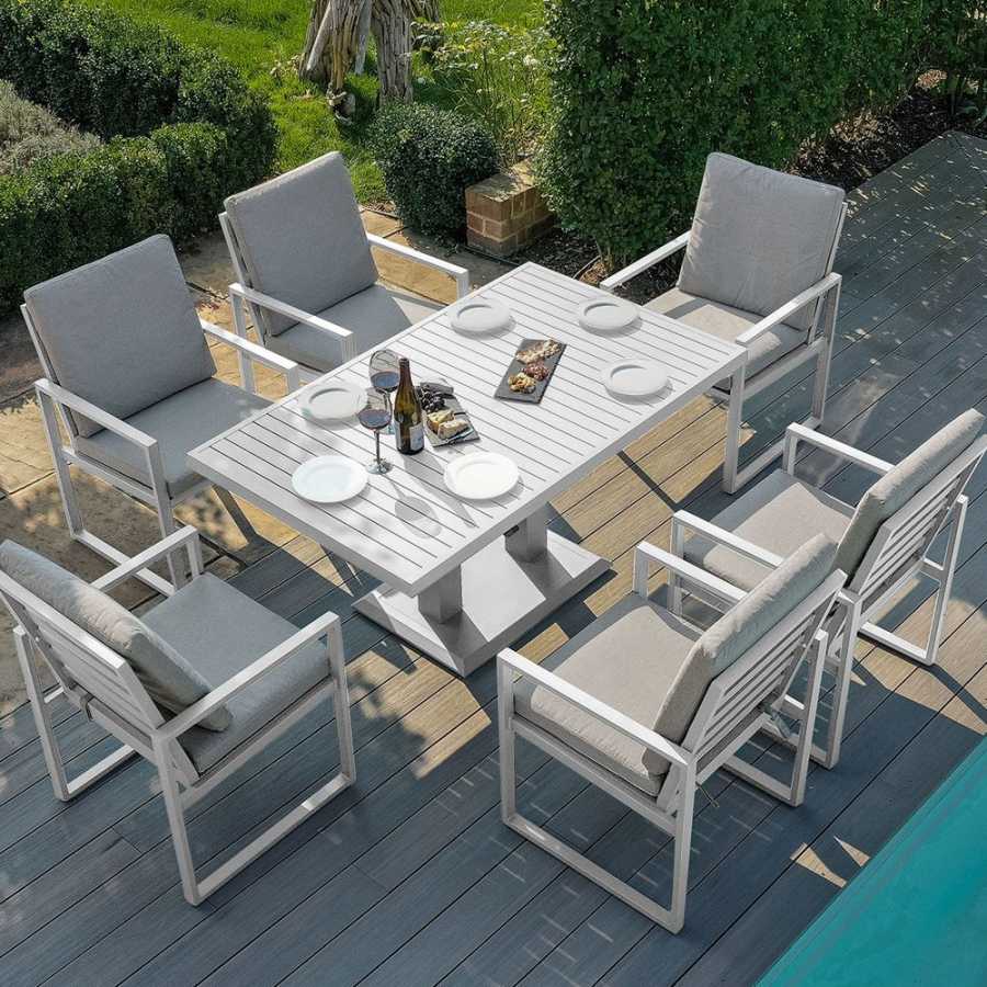 Maze Amalfi 6 Seater Outdoor Dining Set With Rising Table - White