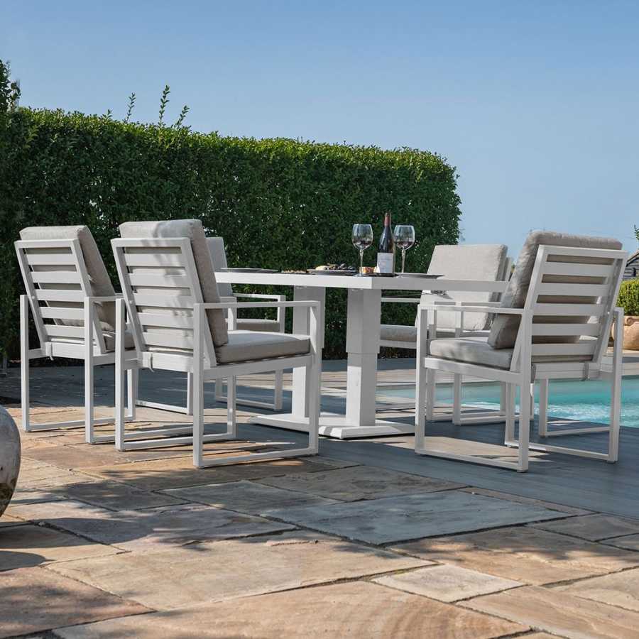 Maze Amalfi 6 Seater Outdoor Dining Set With Rising Table - White