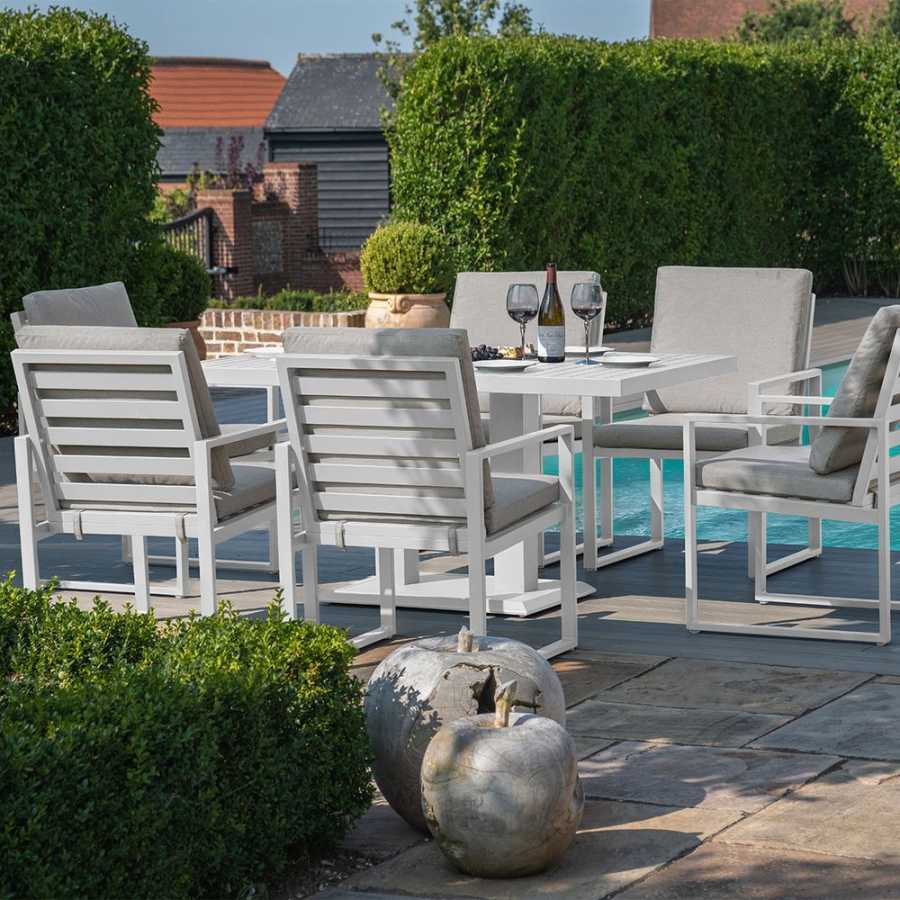 Maze Amalfi 6 Seater Outdoor Dining Set With Rising Table - White