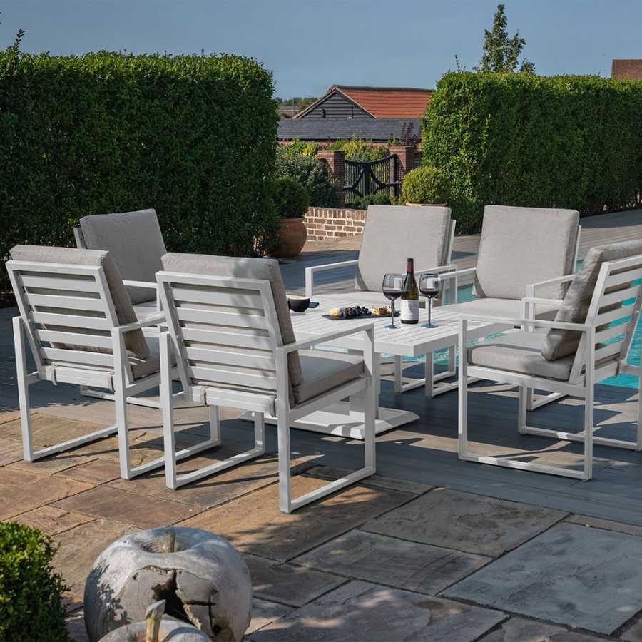 Maze Amalfi 6 Seater Outdoor Dining Set With Rising Table - White