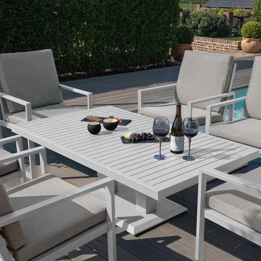 Maze Amalfi 6 Seater Outdoor Dining Set With Rising Table - White