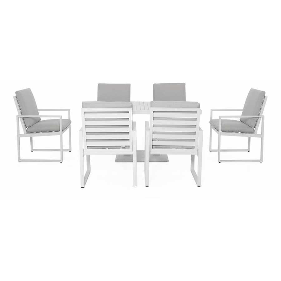 Maze Amalfi 6 Seater Outdoor Dining Set With Rising Table - White