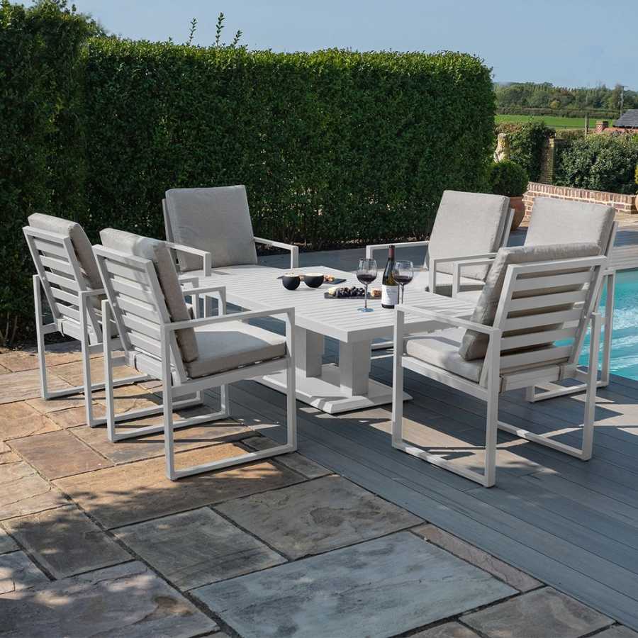 Maze Amalfi 6 Seater Outdoor Dining Set With Rising Table - White