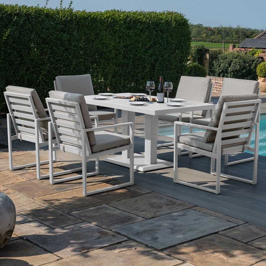 Maze Amalfi 6 Seater Outdoor Dining Set With Rising Table - White