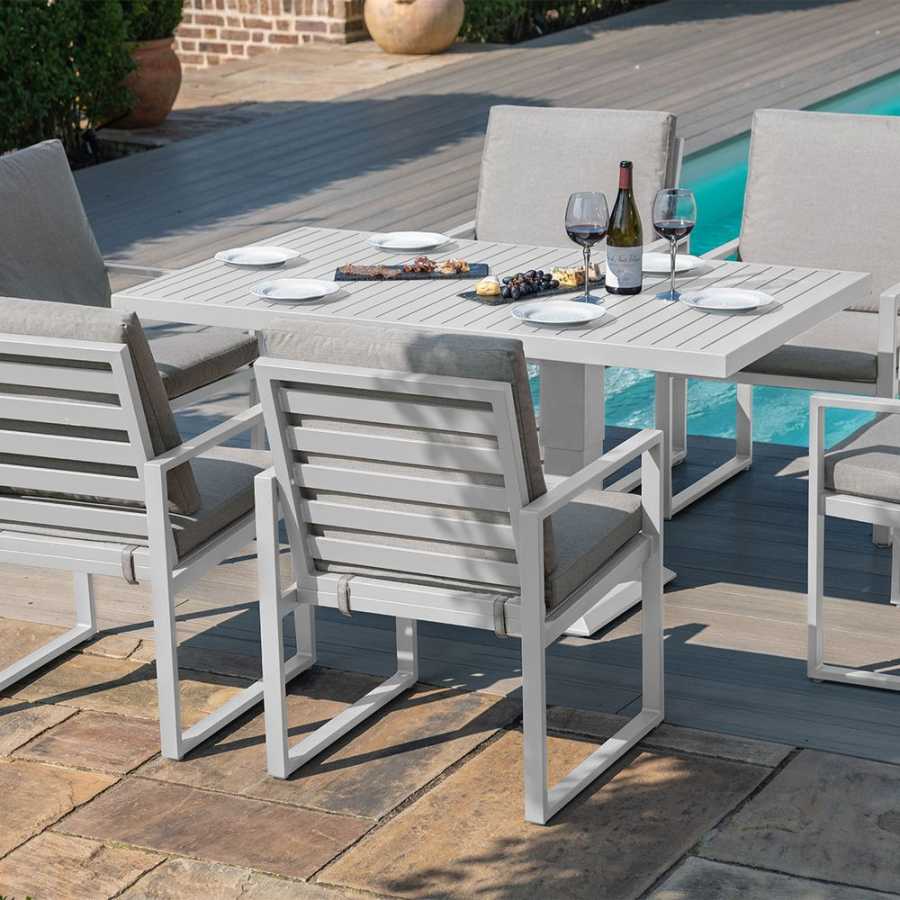 Maze Amalfi 6 Seater Outdoor Dining Set With Rising Table - White