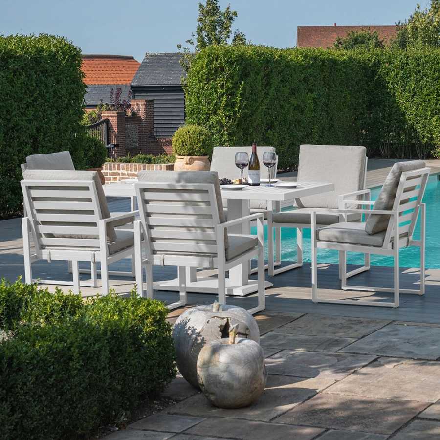 Maze Amalfi 6 Seater Outdoor Dining Set With Rising Table - White