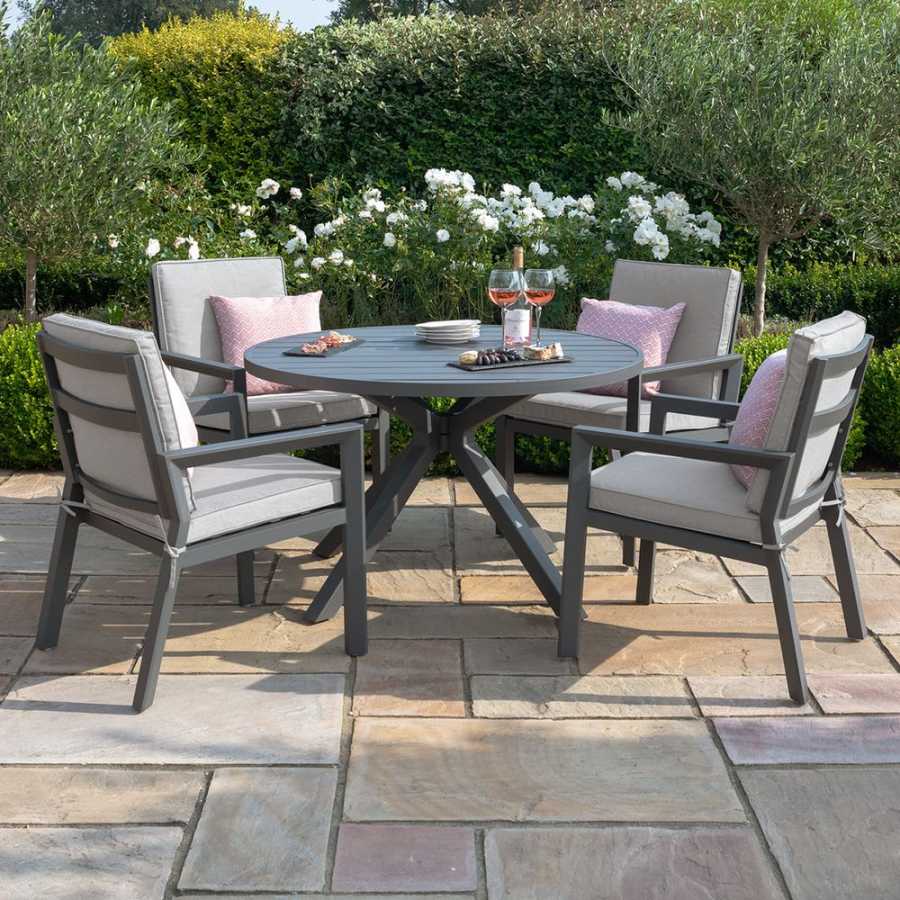 Maze New York Round 4 Seater Outdoor Dining Set - Dove Grey