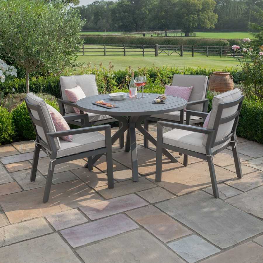 Maze New York Round 4 Seater Outdoor Dining Set - Dove Grey