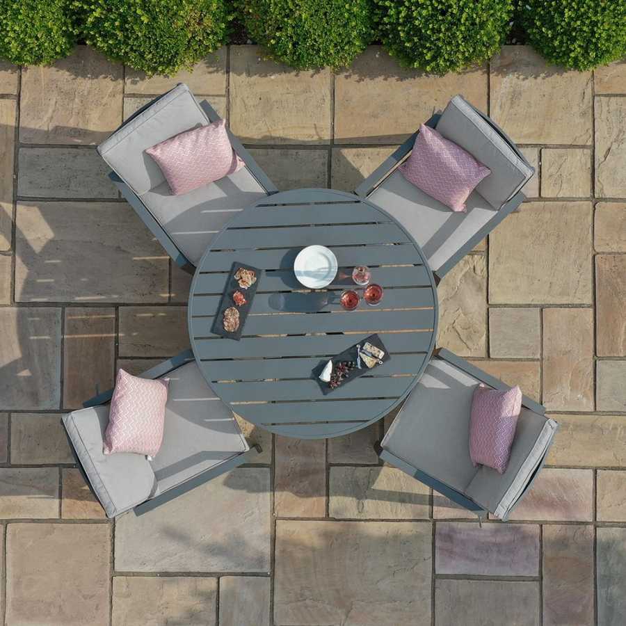 Maze New York Round 4 Seater Outdoor Dining Set - Dove Grey