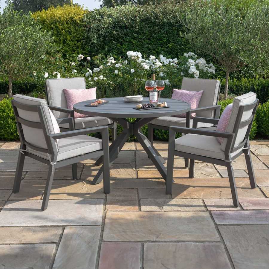 Maze New York Round 4 Seater Outdoor Dining Set - Dove Grey