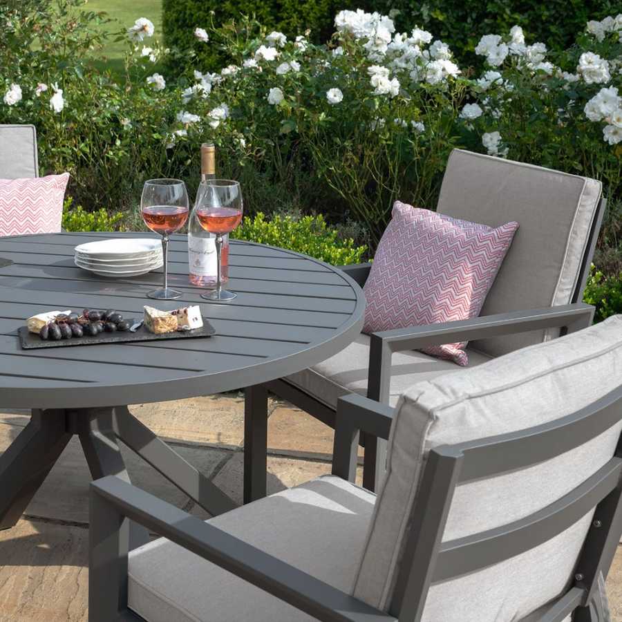 Maze New York Round 4 Seater Outdoor Dining Set - Dove Grey