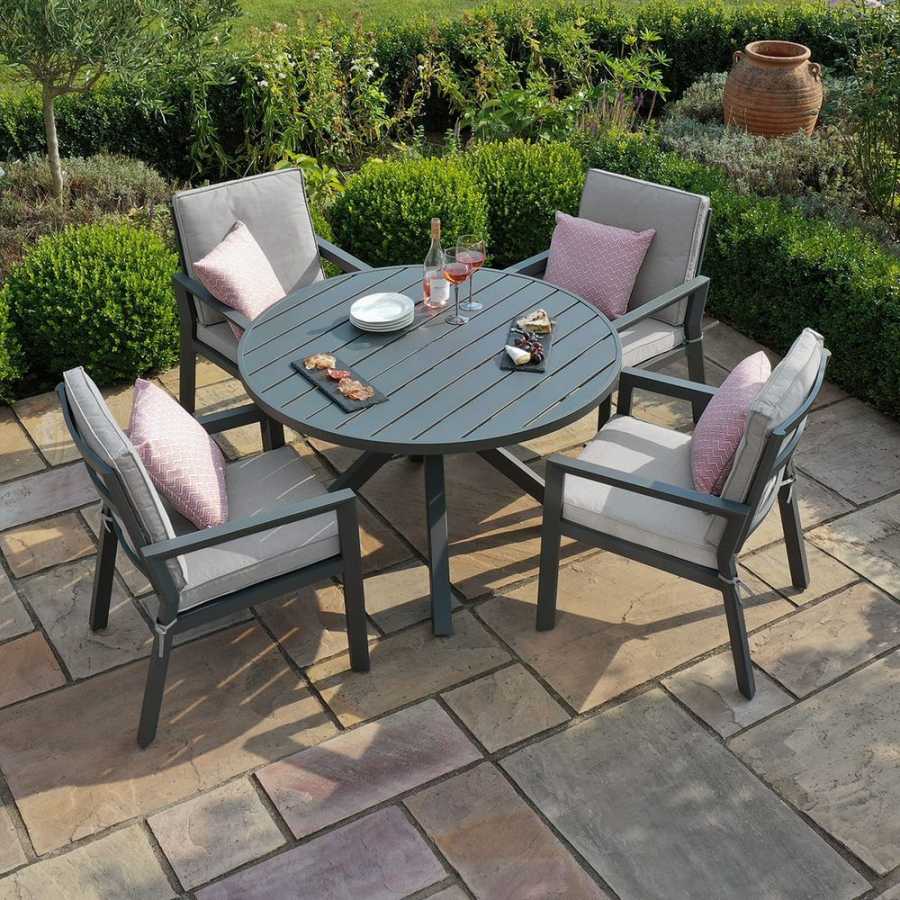 Maze New York Round 4 Seater Outdoor Dining Set - Dove Grey