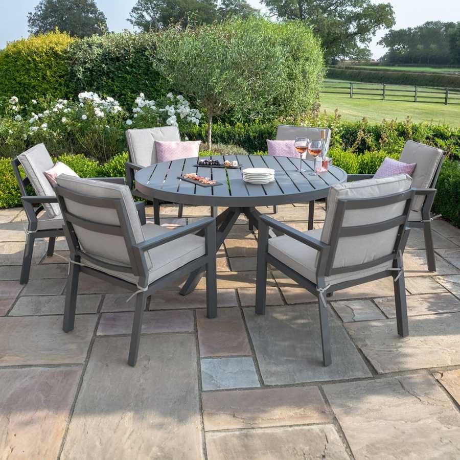 Maze New York Round 6 Seater Outdoor Dining Set - Dove Grey