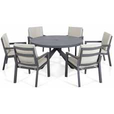 Maze New York Round 6 Seater Outdoor Dining Set - Dove Grey