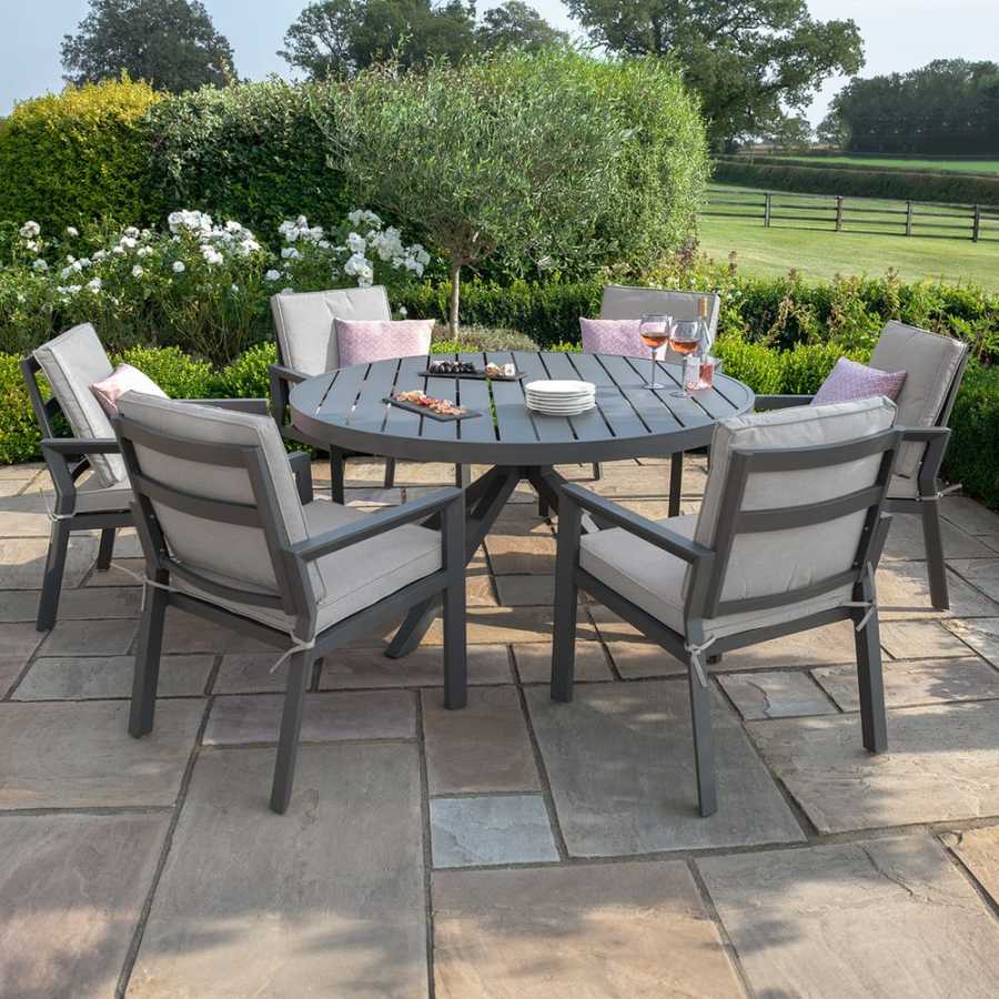 Maze New York Round 6 Seater Outdoor Dining Set - Dove Grey