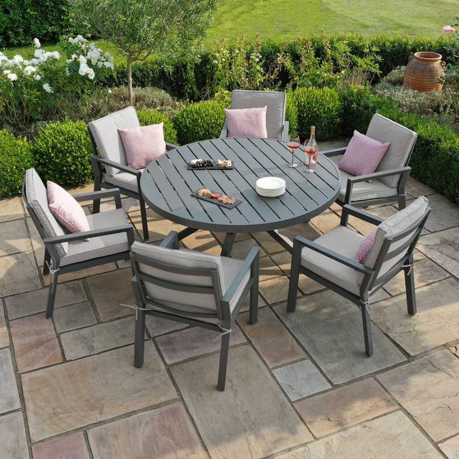 Maze New York Round 6 Seater Outdoor Dining Set - Dove Grey