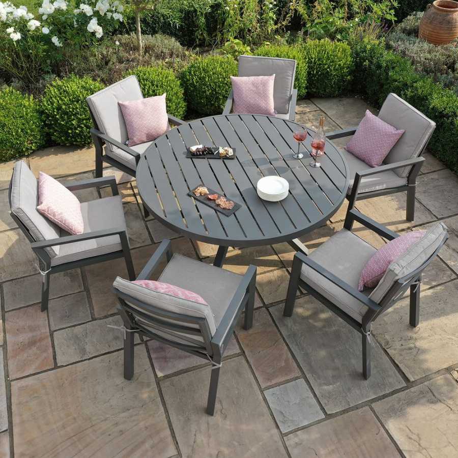 Maze New York Round 6 Seater Outdoor Dining Set - Dove Grey