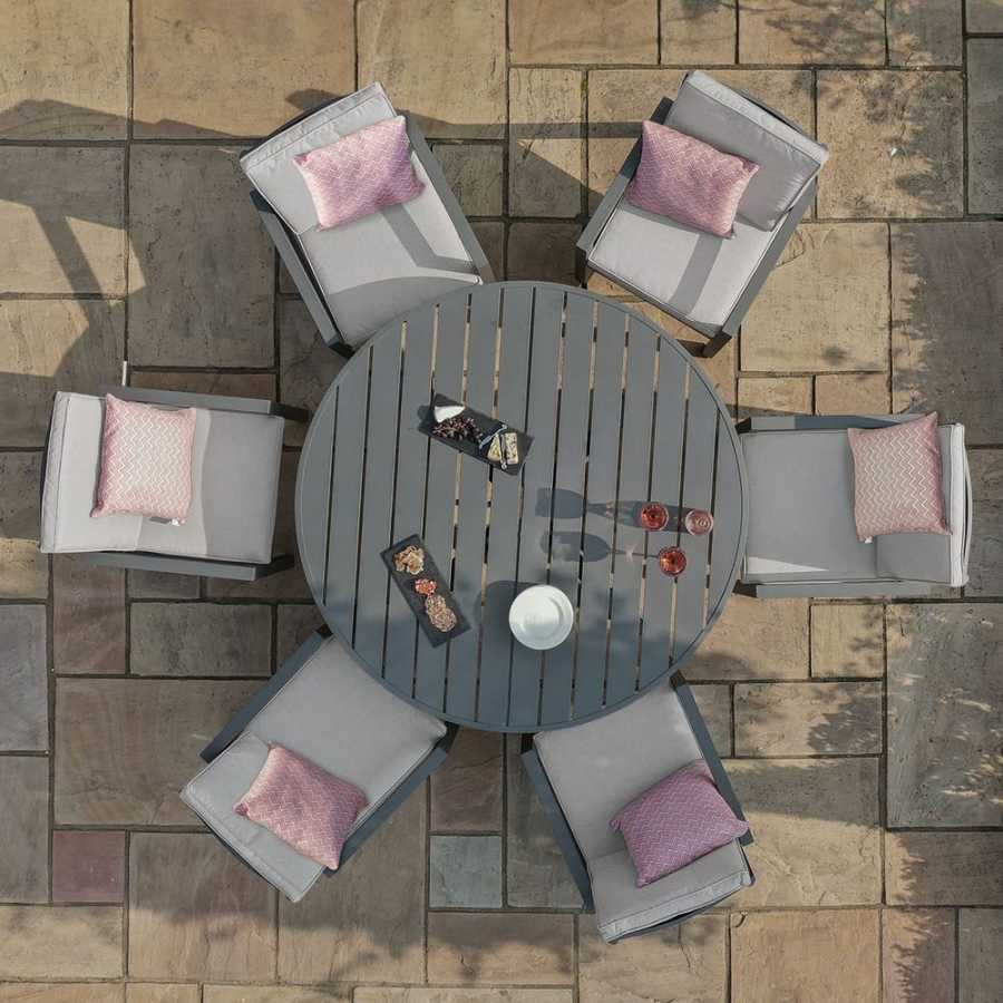 Maze New York Round 6 Seater Outdoor Dining Set - Dove Grey