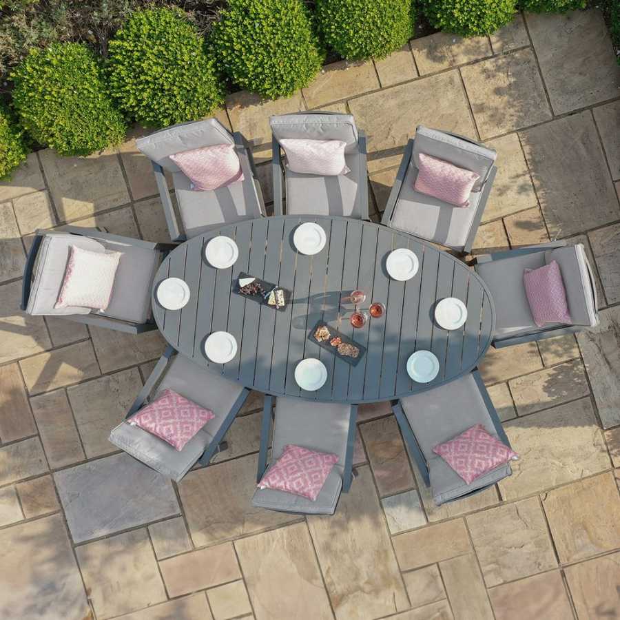 Maze New York Oval 8 Seater Outdoor Dining Set - Dove Grey