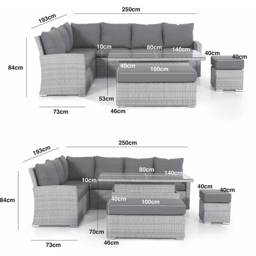 Maze Ascot 9 Seater Outdoor Corner Sofa Set With Rising Table