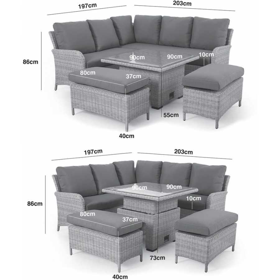 Maze Ascot 7 Seater Outdoor Corner Sofa Set With Rising Table