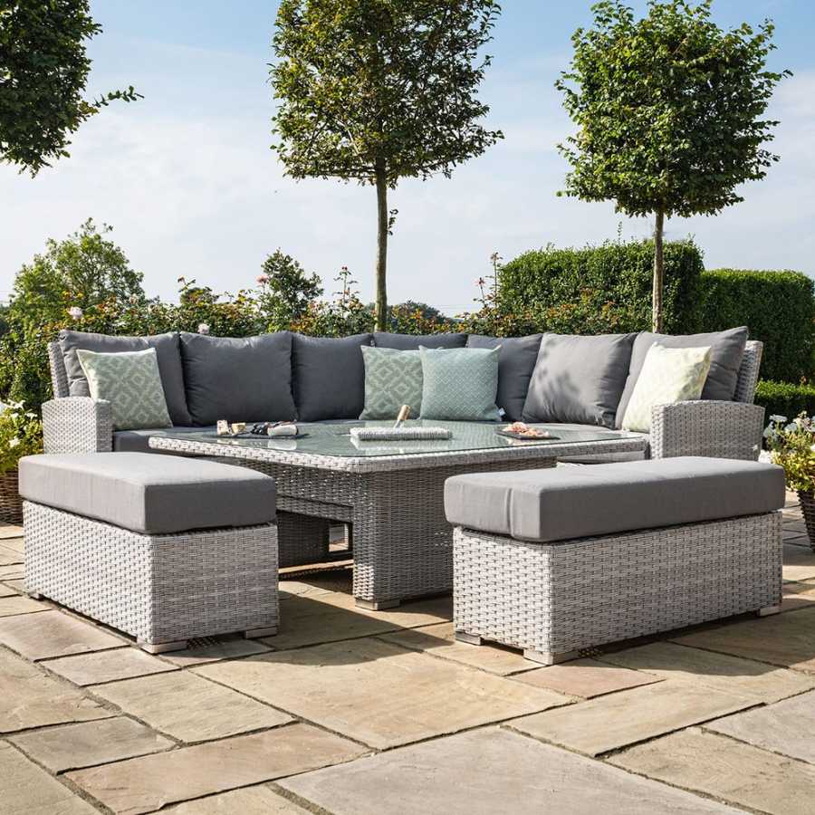 Maze Ascot 10 Seater Outdoor Corner Sofa Set With Rising Table