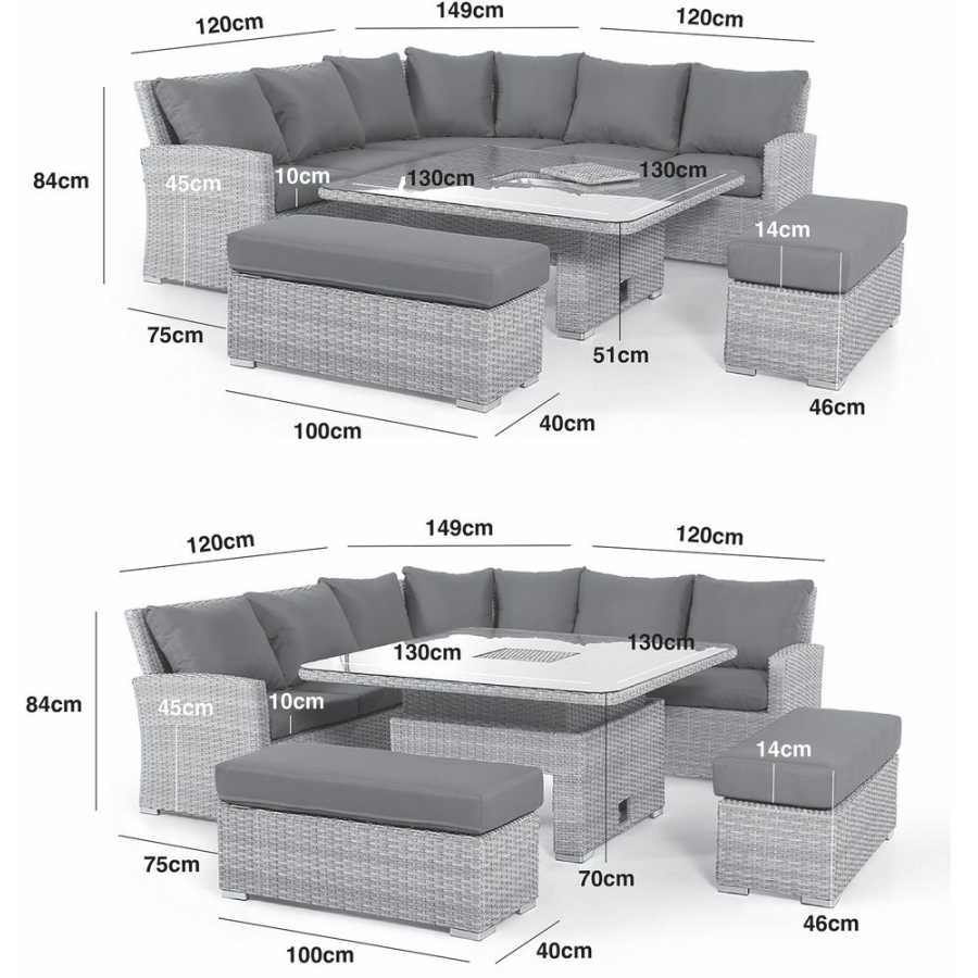 Maze Ascot 10 Seater Outdoor Corner Sofa Set With Rising Table