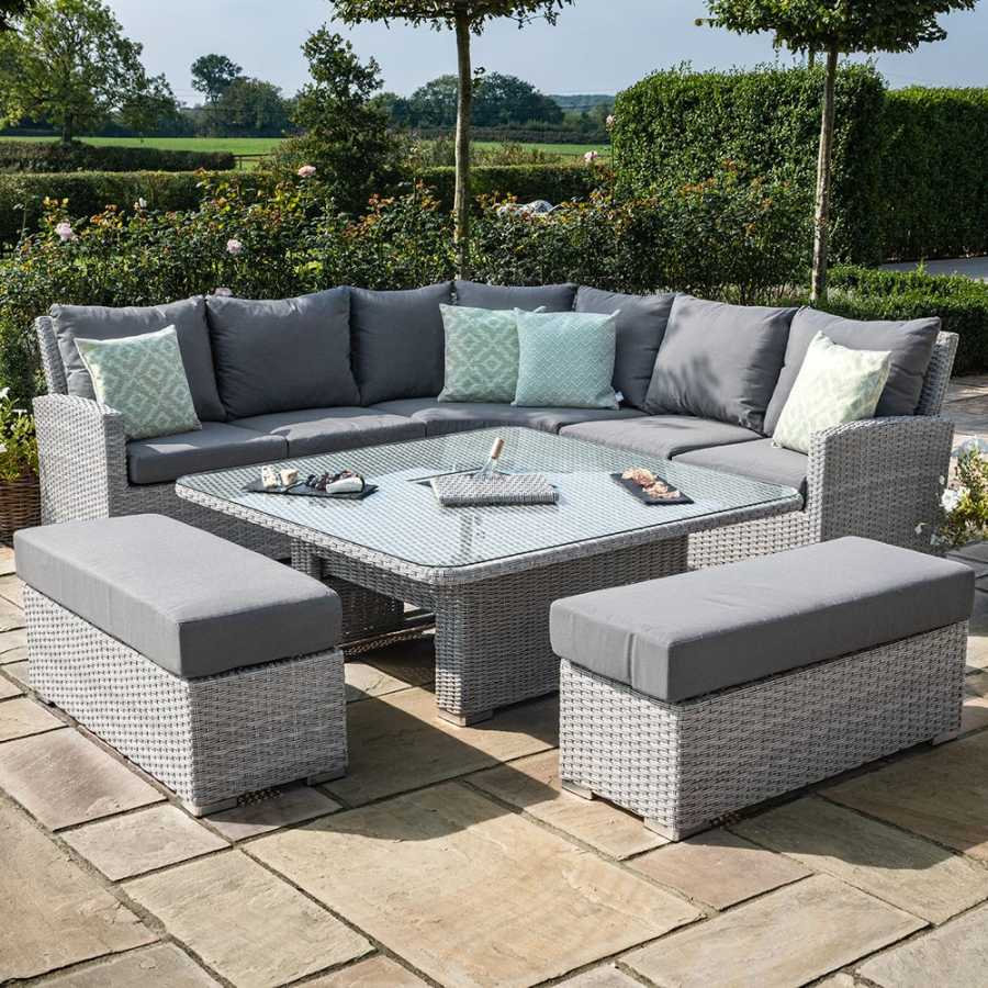 Maze Ascot 10 Seater Outdoor Corner Sofa Set With Rising Table