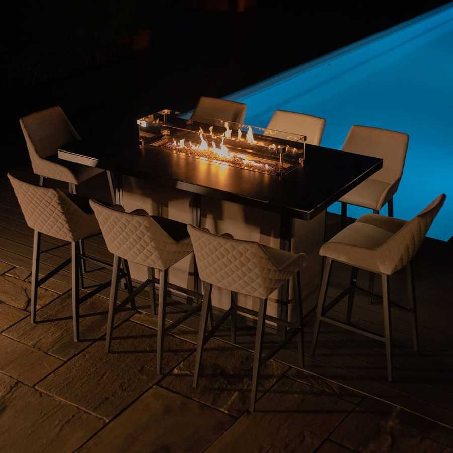 Maze Regal Outdoor Bar Set With Fire Pit Table - Oatmeal