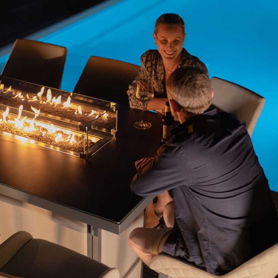 Maze Regal Outdoor Bar Set With Fire Pit Table - Oatmeal