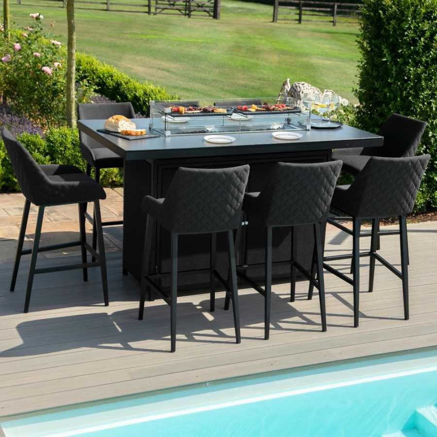 Maze Regal Outdoor Bar Set With Fire Pit Table - Charcoal