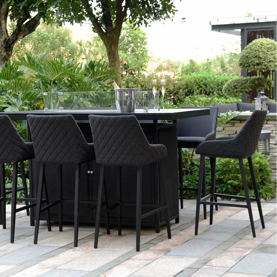 Maze Regal Outdoor Bar Set With Fire Pit Table - Charcoal